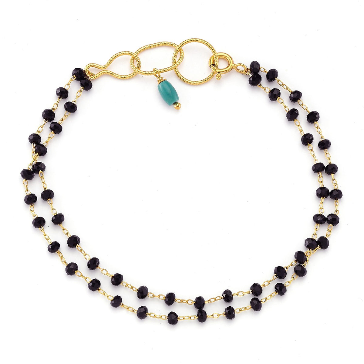Black stone bracelet in gold discount