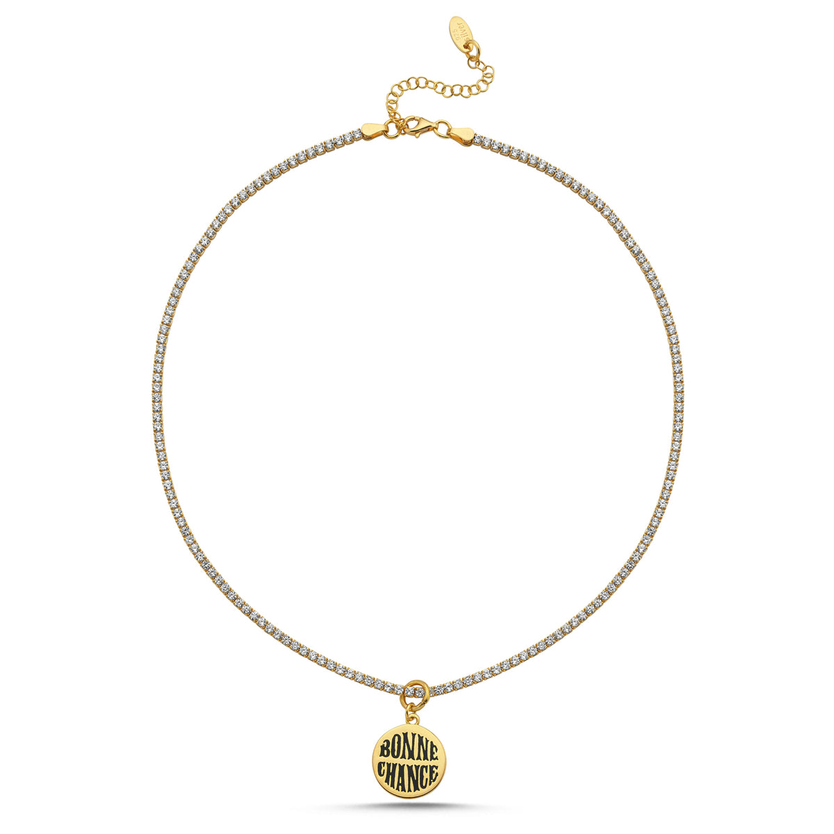 【HYERES LOR】Bonne Chance Silver enamel necklace White M Bonne_Chance_Pendant-Necklaces