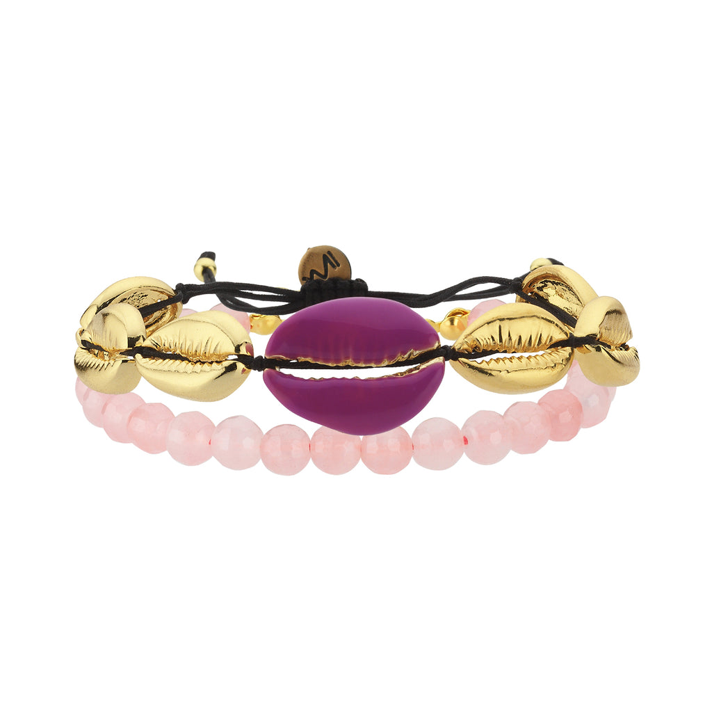 Maisonirem Bracelet Set Biarritz Bracelets Purple Shell Soft pink beads