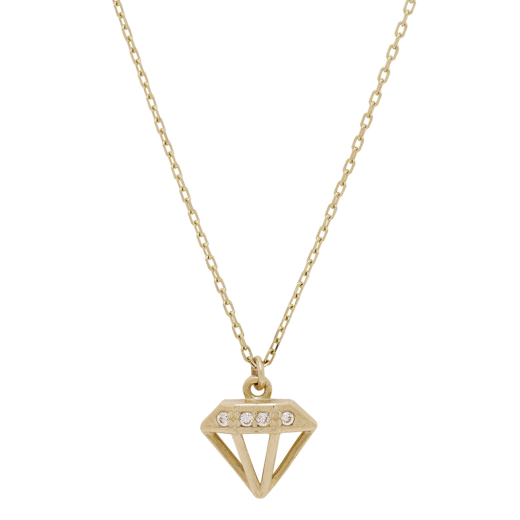 Maisonirem Diamond Shape 14k Solid Gold Necklace Fine jewelry