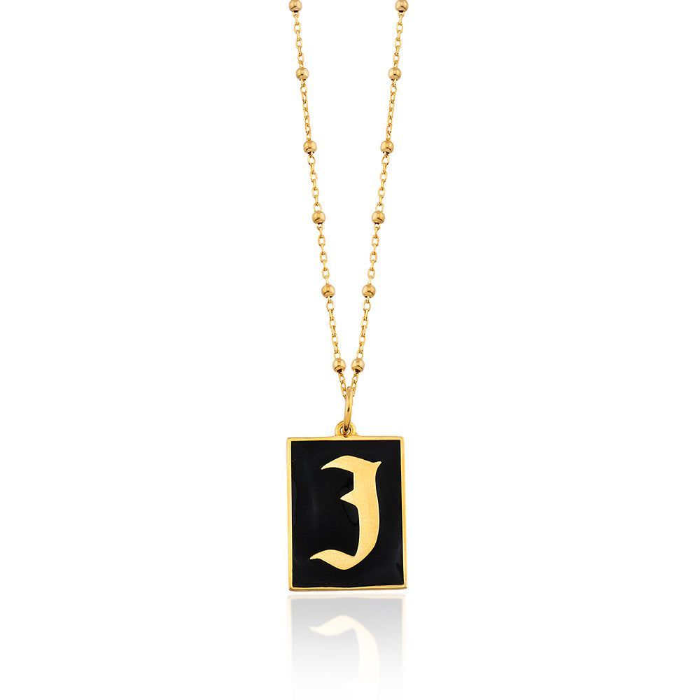 Maisonirem Gothic Monogram Tag Necklace. Gold plated Necklaces