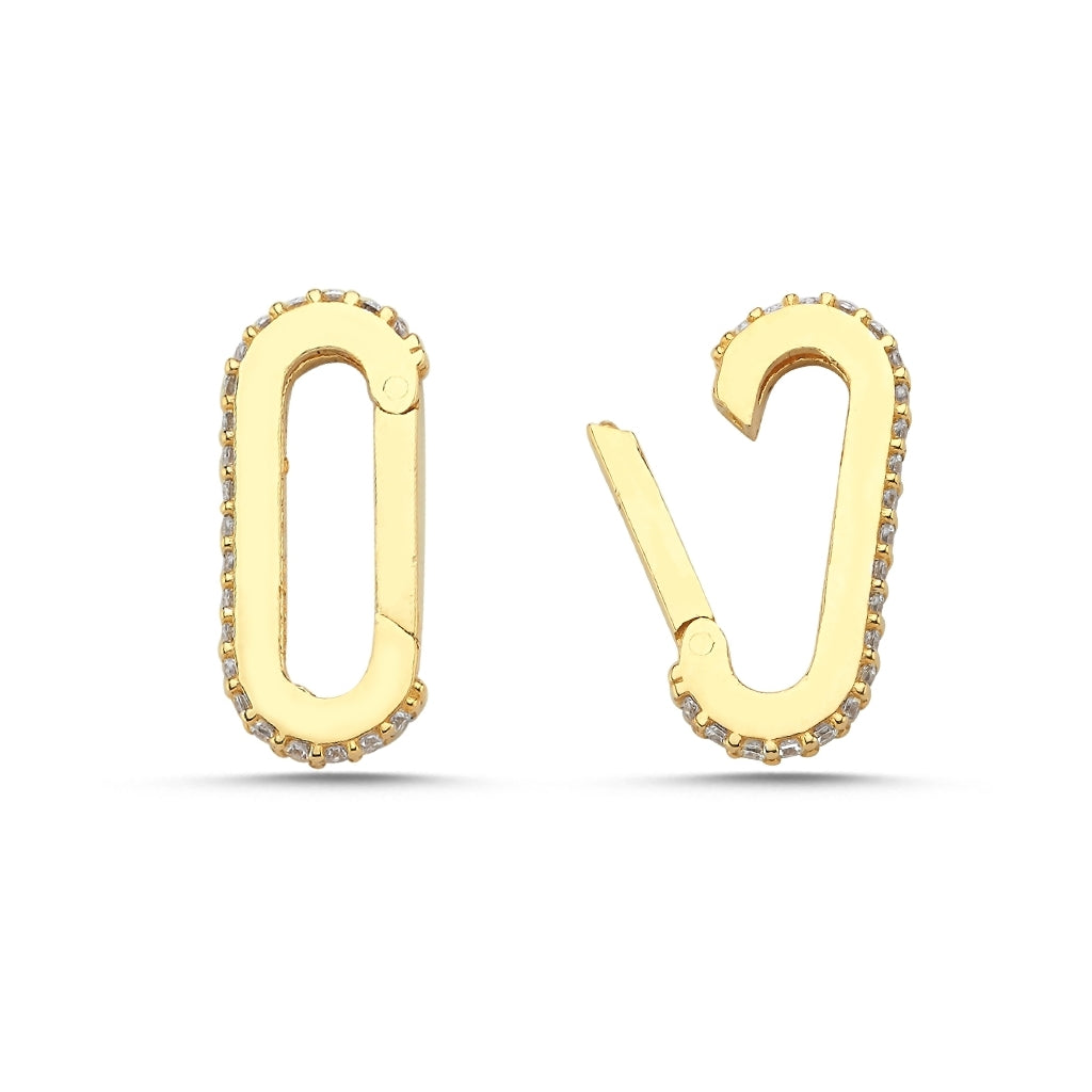 Maisonirem Clasp Closure Oval Stone Earrings Gold