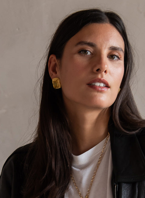 Maisonirem Ear Studs Yellow Tigereye Earrings