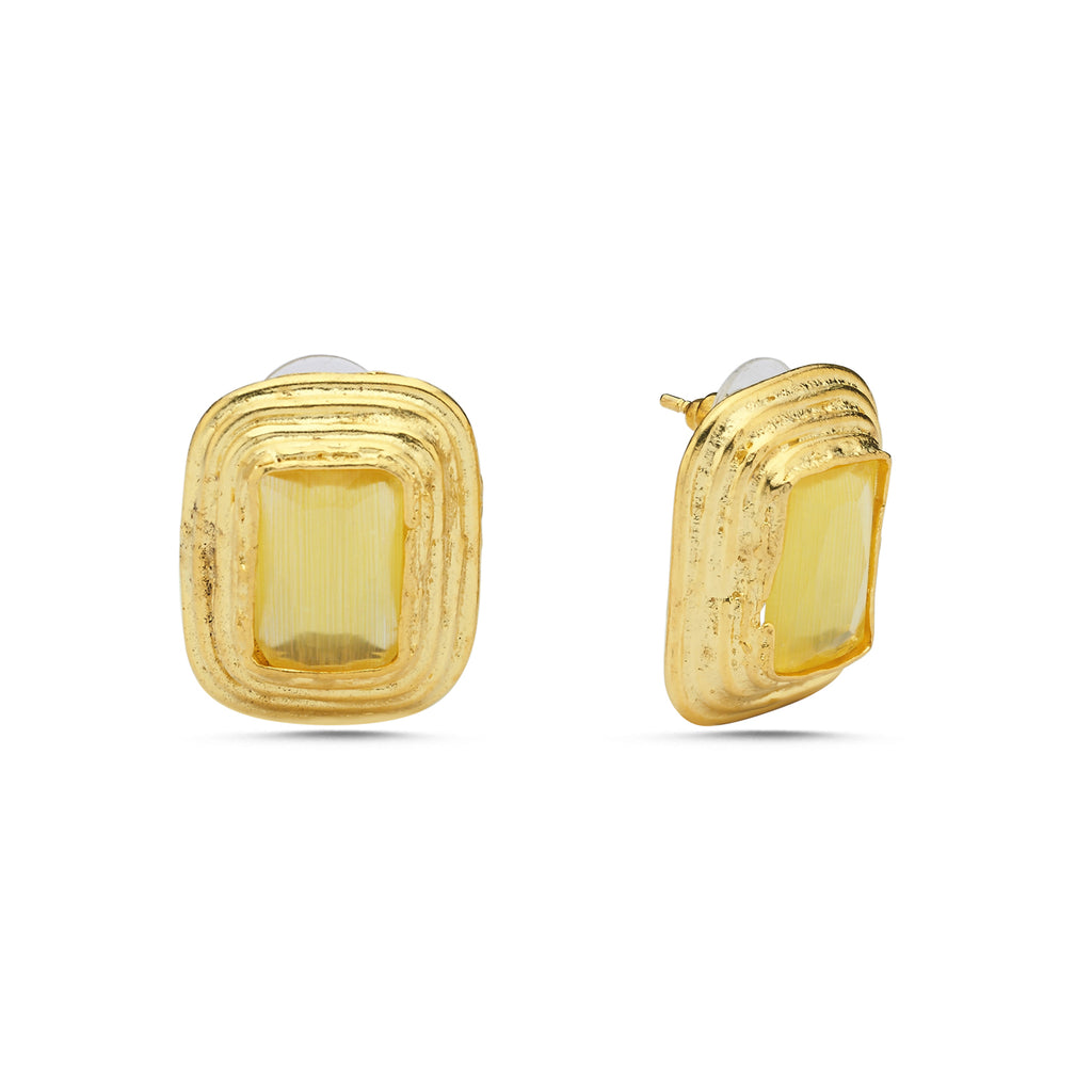 Maisonirem Ear Studs Yellow Tigereye Earrings