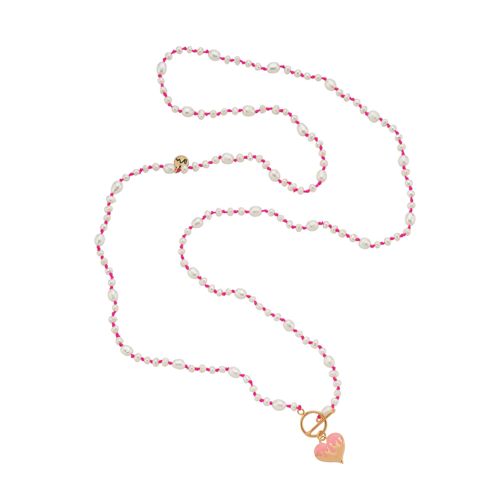 Maisonirem Necklace Rice Pearl Dripping Heart Necklaces