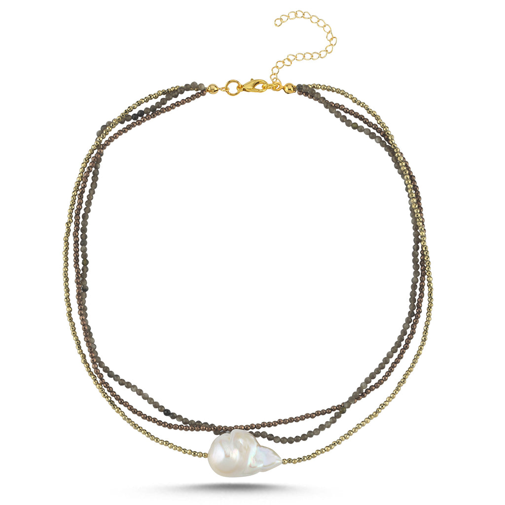 Necklace Triple Bronze Pearl | MAISONIREM