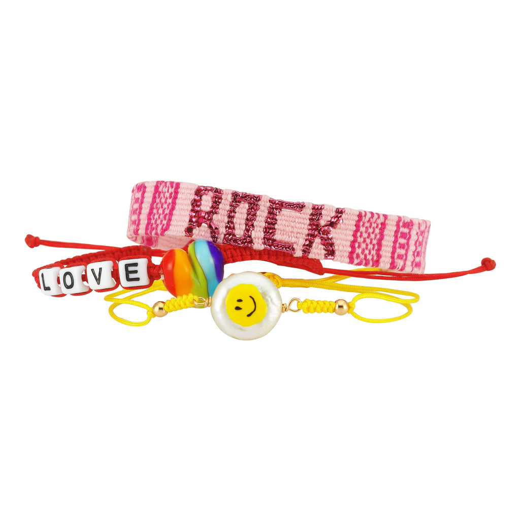 Maisonirem Set smiley Rock Bracelets