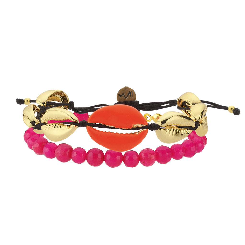 Maisonirem Bracelet Set Biarritz Bracelets Orange Shell Pink Beads