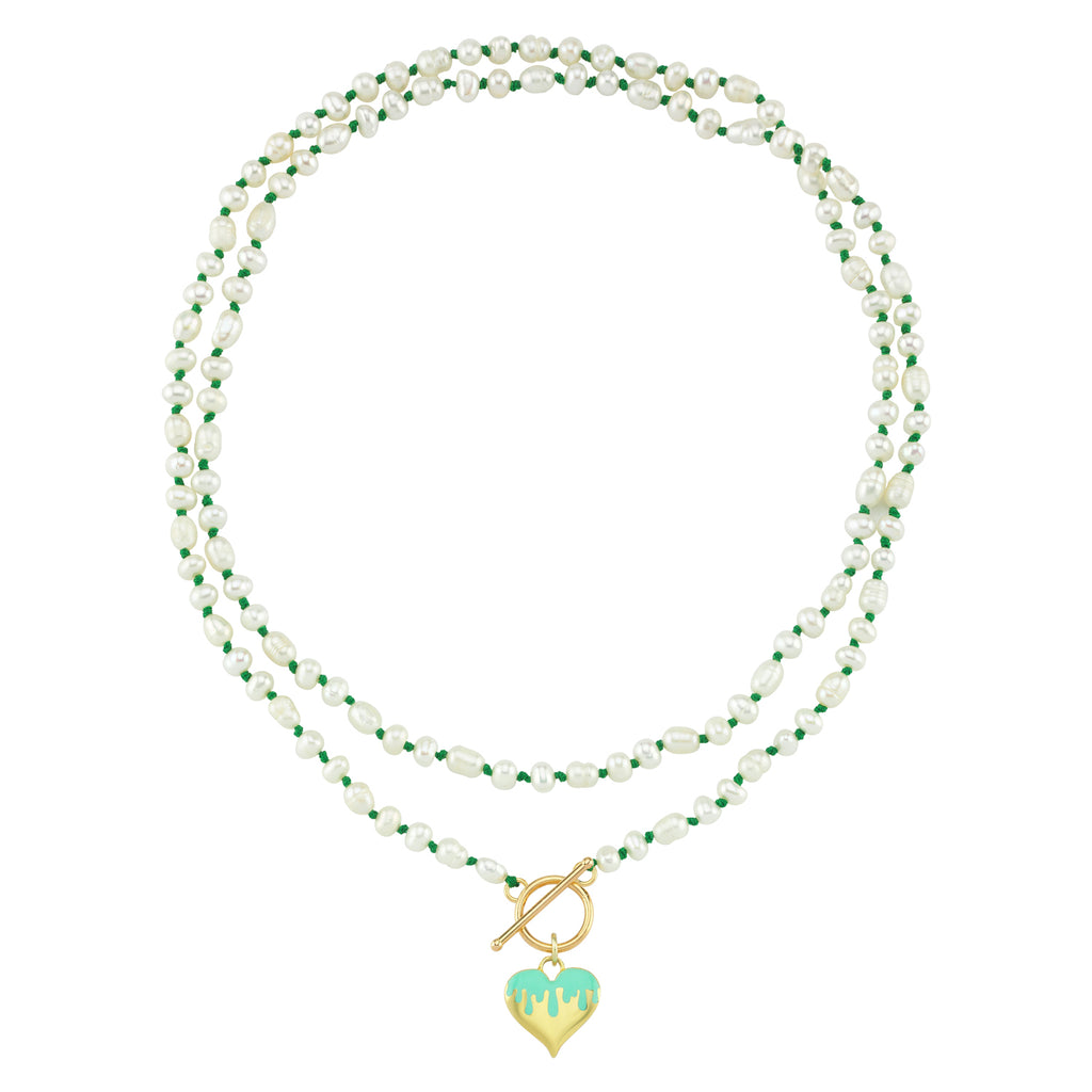 Maisonirem Necklace Rice Pearl Dripping Heart Necklaces